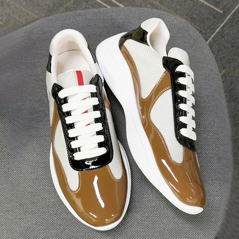 2026 Top Quality Sneakers Luxury Plus Size EU49 Americas Cup Sneakers Men Women Patent Leather Mesh Lace Up Casual Outdoor Sport Trainers 53 - 4 of 9