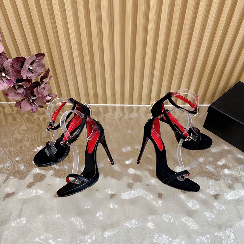 Designer Fashion Women Pointed Toe Dagger Stiletto Sandals Open Heel Suede High Heels Summer Open Heel High Heels 998 - 1 of 8