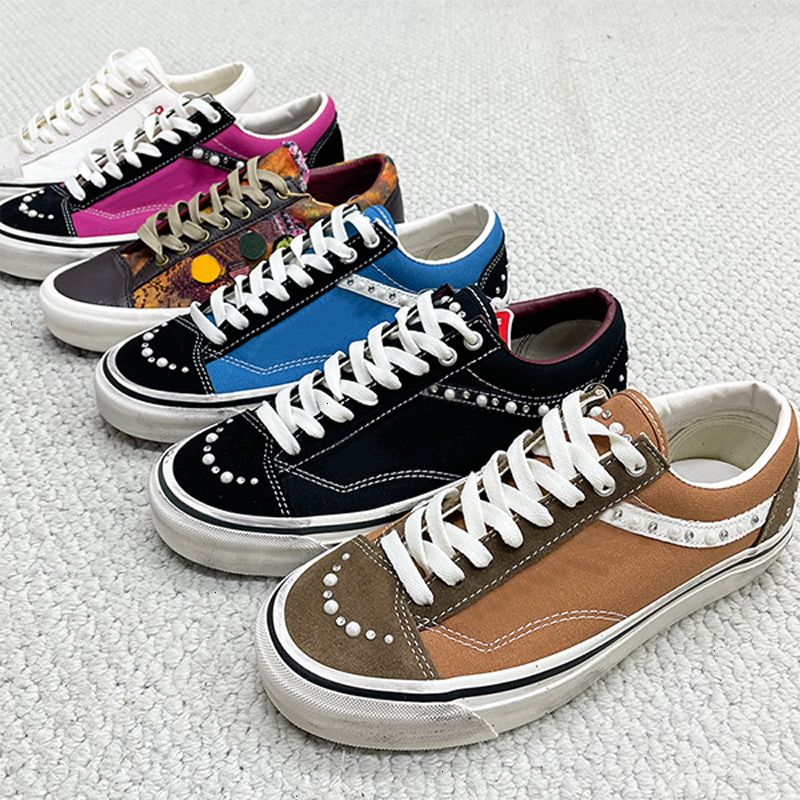 Luxury Pearlized Canvas Shoes New Sneakers For Men Women Pearl Trainers Vintage Sports Casual Shoes Lace Up Walking Shoe 1083 - 6 of 9