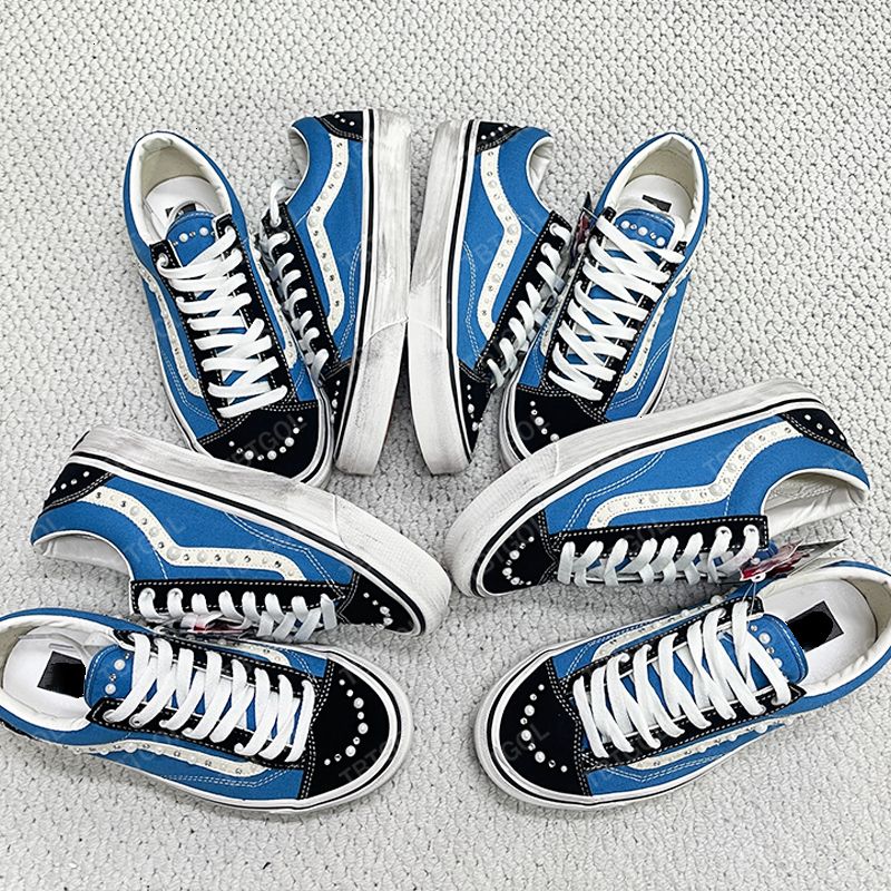 Luxury Pearlized Canvas Shoes New Sneakers For Men Women Pearl Trainers Vintage Sports Casual Shoes Lace Up Walking Shoe 1083 - 7 of 9