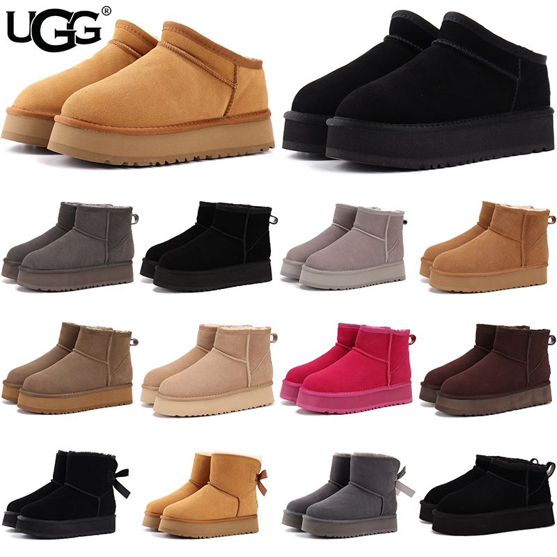UGG Women's Classic Ultra Mini Platform Boots Suede Shearling Lined Thick Sole Winter Warm Anti-Slip Ankle Snow Boots Multiple colors - 1 of 8