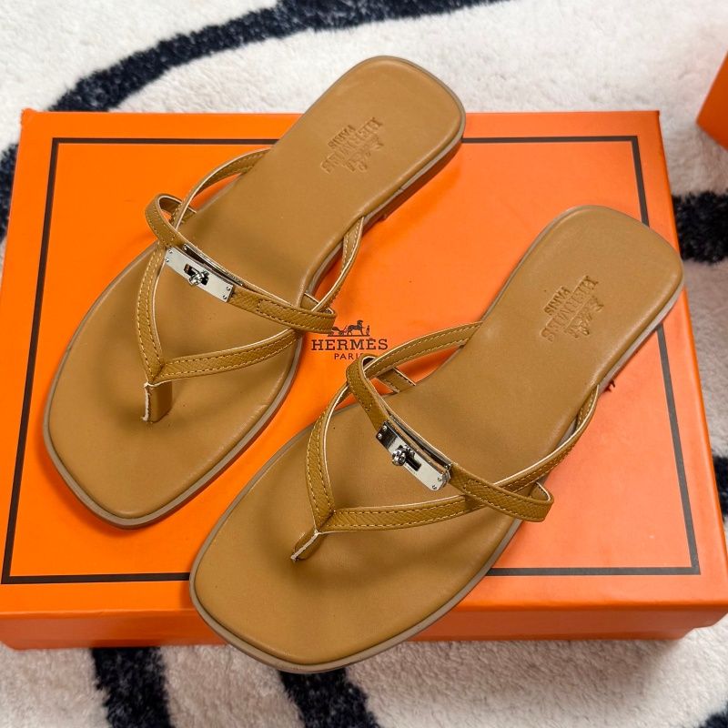Hermes Miss sandal women Empir Kelly Buckle Thong designer Sandals Genuine Leather Flat Minimalist Slip On Summer Beach Flip Flop Slippers Multi Colors - 5 of 8