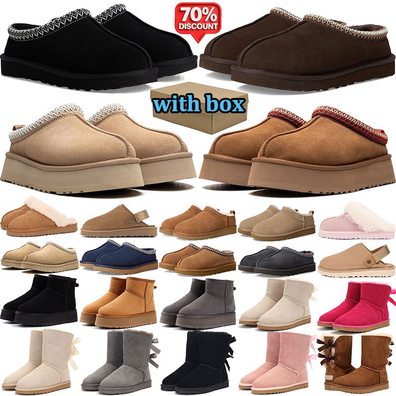 with box designer boots women winter tasman tazz slippers Goldenstar Evelina Clog australia snow fur boot platform booties mens comfortable warm shoes - 2 of 9