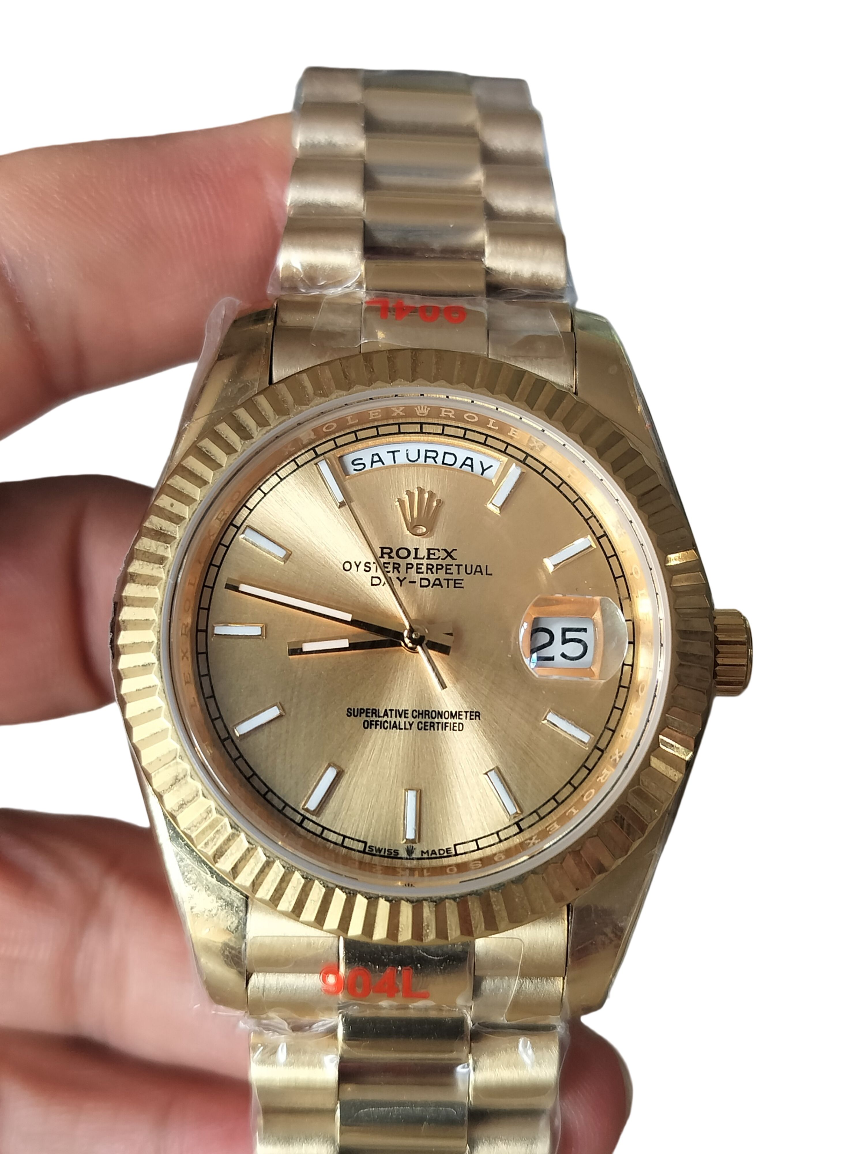 U1 Rolex Day Date 40MM Yellow Gold Case Automatic Stainless Steel Watch Bezel Men's Watch Sapphire Glass Case New - 5 of 8