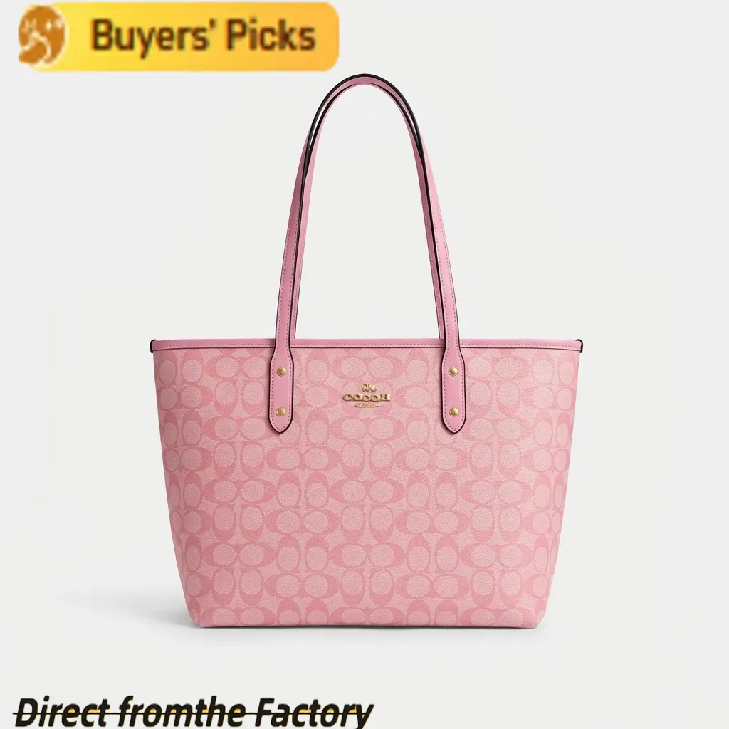 Pink Tote Bag Designer Bag Large Capacity Bag Women's Shopping Bag Canvas With Metal Hardware Classic Fall Winter Fashion BagClassic Fall/Winter Fashion Bag - 4 of 8
