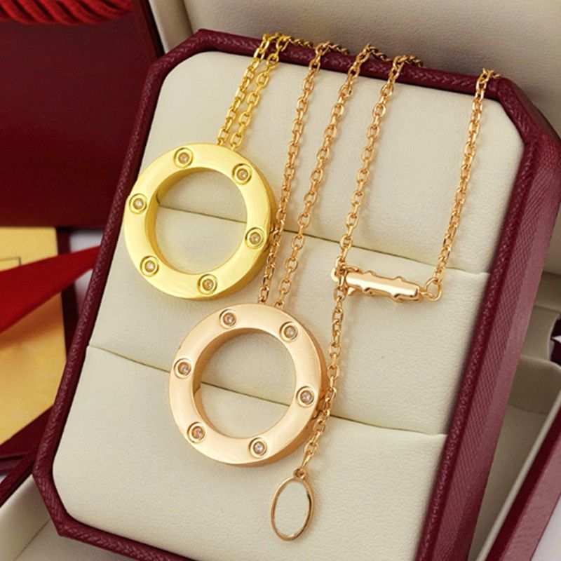 Luxury Designer Necklace Diamond Screw Love Necklaces For Men Cool Aesthetic Double Hoop Cjeweler Chains Woman Pendant Necklaces Ladies jewlery designer for women - 4 of 7