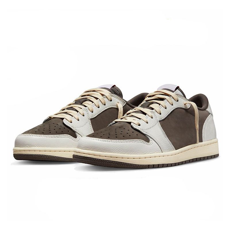 with box 1 1s low basketball shoes men women designer sneakers shy pink mocha olive black phantom blue velvet brown sports outdoor travis travi trainers scottshoes - 5 of 9