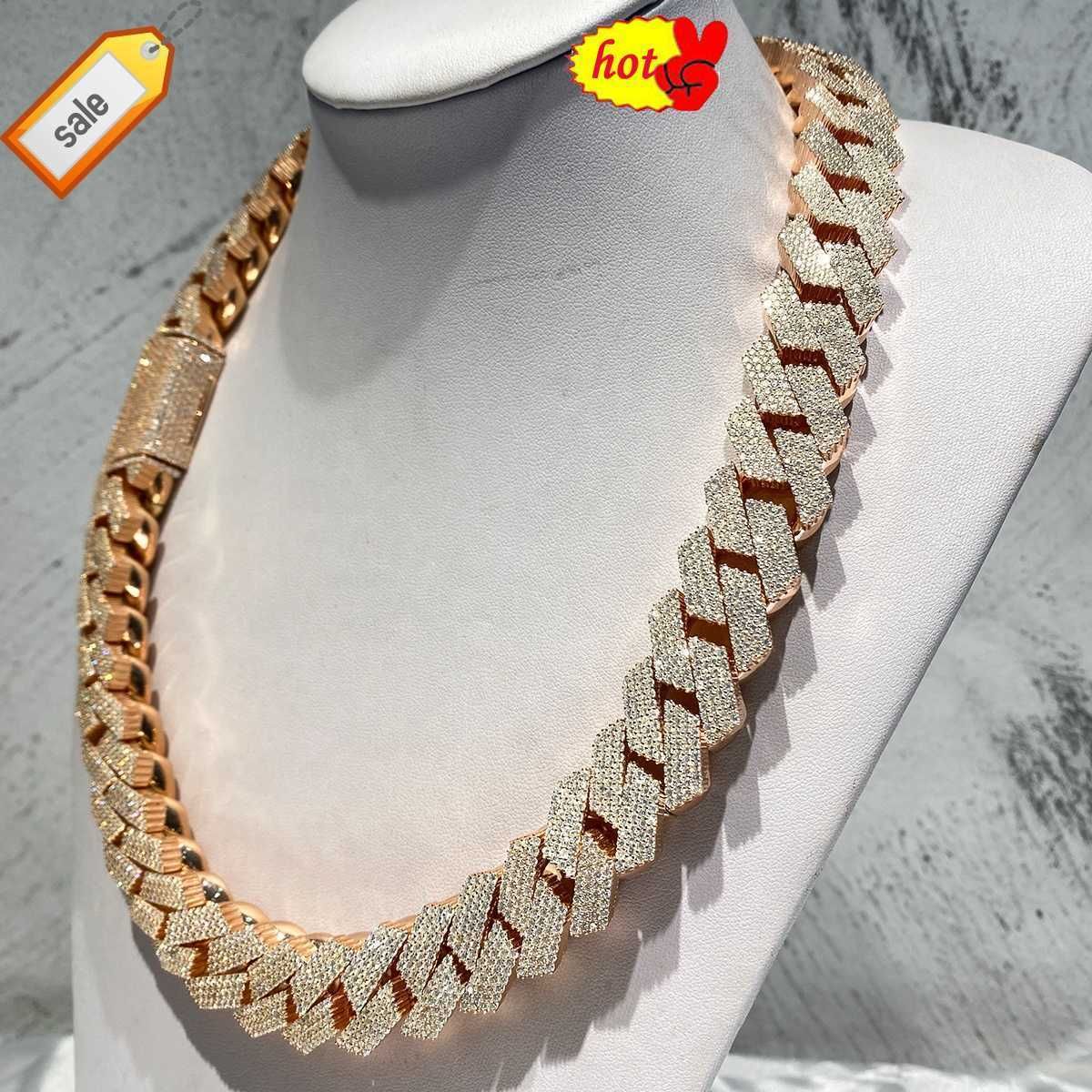 Necklace Moissanite designer chain silver gold rose gold iced out chain pass diamond tester pendant 925 Sterling Vvs cuban link chain - 6 of 9