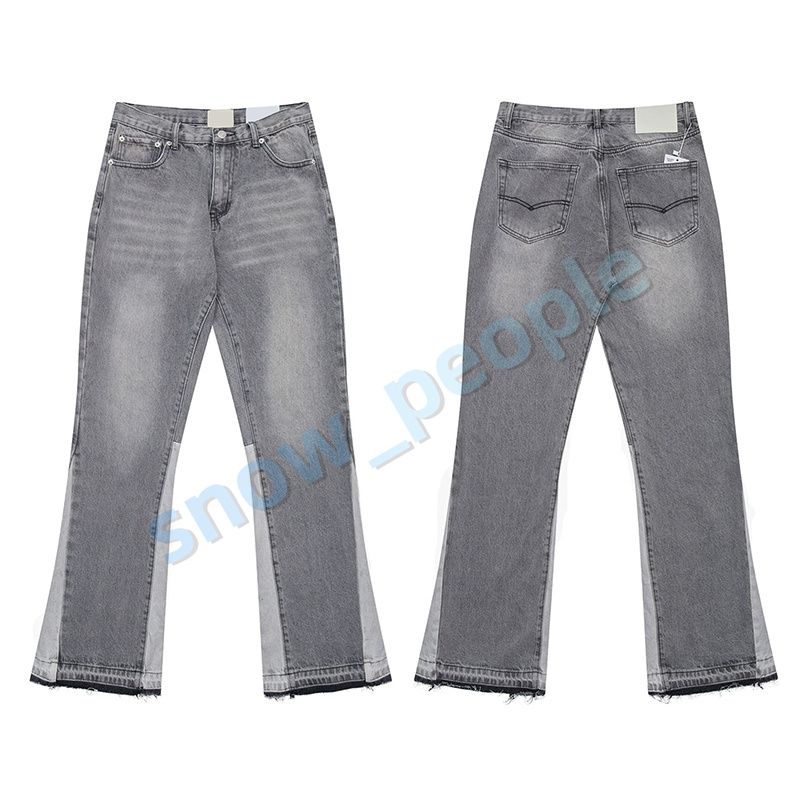 Mens Designers Flared Jeans Hip Hop Spliced men jeans Distressed Ripped Slim Fit Denim Trousers Mans Streetwear Washed Pants Size S-XL - 8 of 8