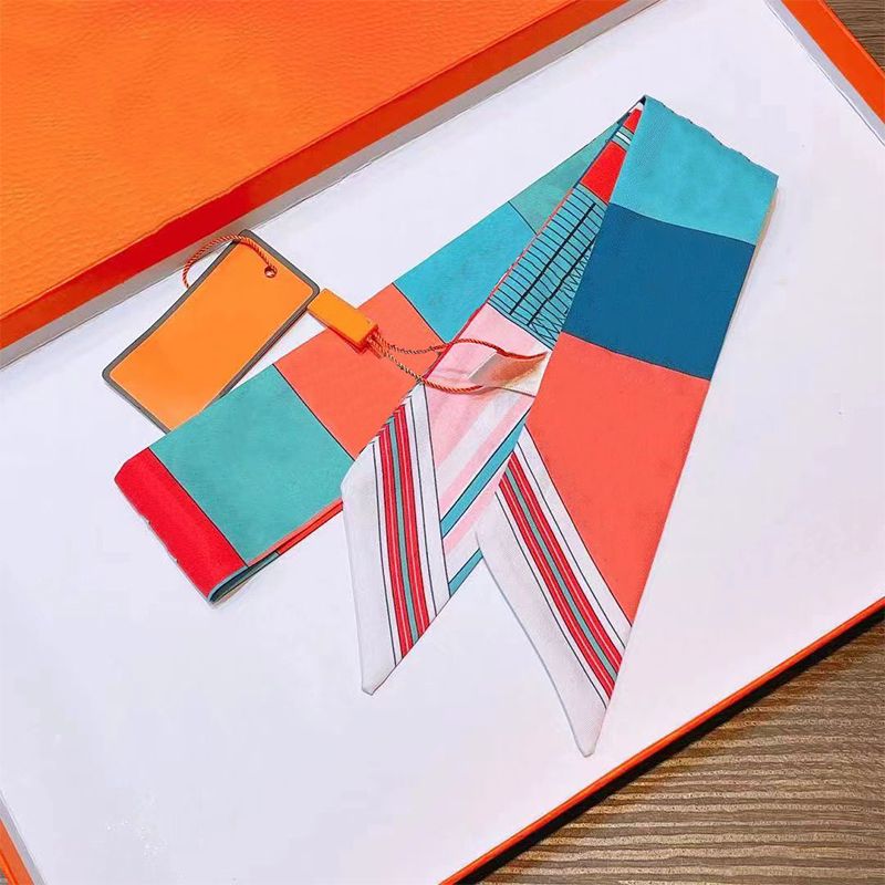 Fashion Designer Scarf Luxury Printed Letter Silk Scarf Women's Handbag Scarf 20 Colours Size 5 x 90cm - 2 of 7