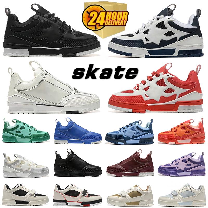 Designer Skate Series Sneakers Men Women Casual Shoes Top Quality Calfskin Platform Trainers Leather Lace-Up Overlays Sneaker - 1 of 8