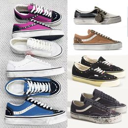 Free Shipping Designer Classic Pearlized Canvas Shoes Men Sneakers Women Old Skools Shoes Pearl Retro Skate Flats Scarpe Plate-forme Trainers Casual Shoes 1083 - rolexwatchok