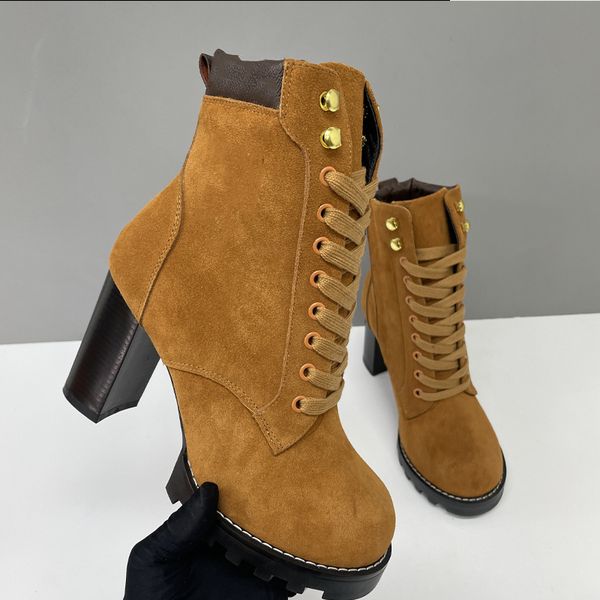 Suede Star Trail Boots Designer Women Boots Leather High Heels Winter Martin Boot Womens Ankle Booties Vintage Style 013 - Shoes & Accessories - rolexwatchok