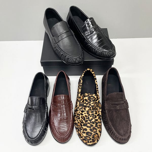 10A Designer Pleated Penny Loafers For Men Women Genuine Leather Le Loafer Mules Slippers Creased Suede Flat Shoes Large Size EU47 Dress Shoes 1137 - Shoes & Accessories - rolexwatchok