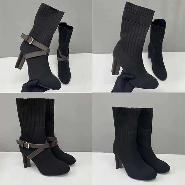 Designer Women Sock Boots Silhouette Ankle Boot Black Martin Booties Stretch High Heel Boots Over The Knee Boots Winter Canvas Cowboy Boots Thick Letter Shoes 50 - Shoes & Accessories - rolexwatchok