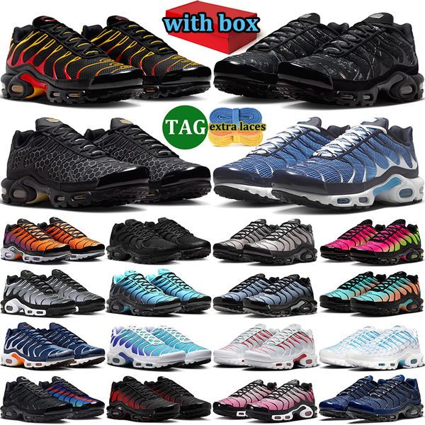 with box tn tns plus sneakers men women designer running shoes durable trainers outdoor comfortable sports shoe Triple Black White Grey Midnight Navy - Shoes & Accessories - rolexwatchok