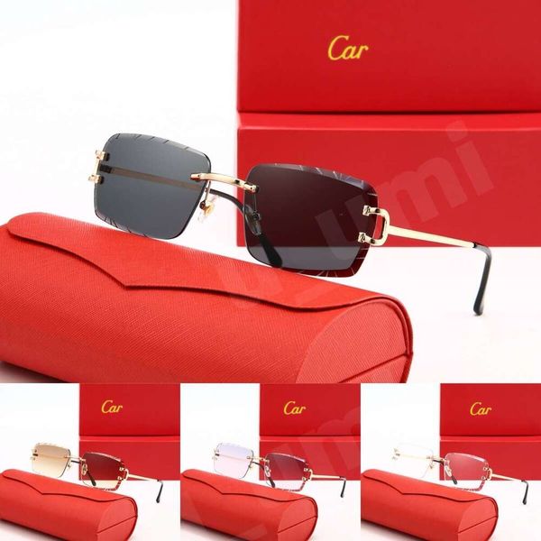 Luxury Designer Sunglasses Panthere Santos Rimless Metal Frame Titanium Gold Tone Leopard Claw Detail UV400 Protection Fashion Eyewear For Men Women With Box - Fashion Accessories - rolexwatchok