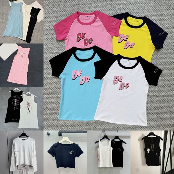 Designer Printed T Shirts Women Round Neck Slim Fit Bottoming Tops Summer Brand Street Style Tank Top Birthday Nightclub Vest - Apparel - rolexwatchok