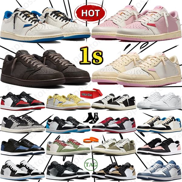 Designer for Men Women Low 1 1s Basketball Shoes Sneakers Black Phantom Tropical Pink Sail Medium Olive Outdoor Sports Trainers Sneaker Traviscotts Shoes EUR 36-45 - Shoes & Accessories - rolexwatchok