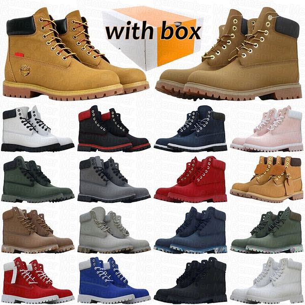 With Box Designer Boots Cowboy White Black Blue Pink Hiking Ankle Booties Men Women Winter Shoes tan bottom Platform Half Boot - Shoes & Accessories - rolexwatchok