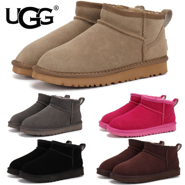 UGG Women's Classic Ultra Mini Snow Boots Suede Shearling Lined Flat Sole Anti-slip Warm Winter Ankle Boots Multiple colors - Shoes & Accessories - rolexwatchok