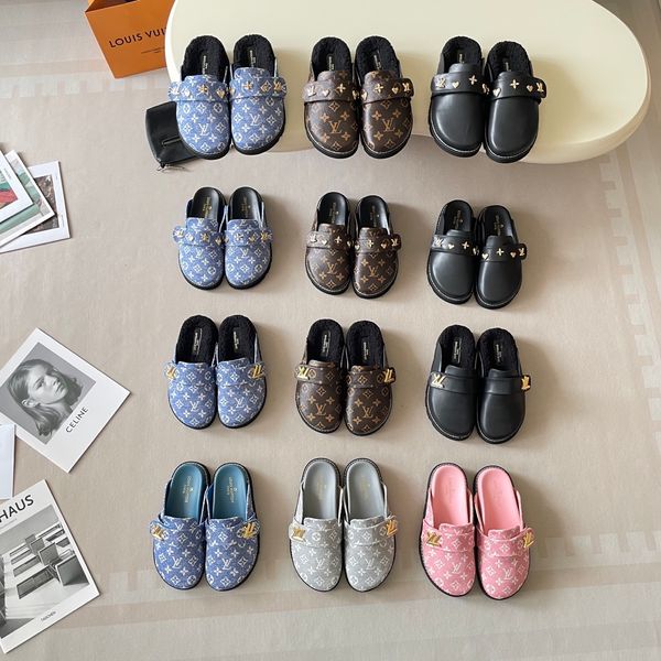 Louis Vuitton Cosy comfort Mule Clogs For Women Fleece Lined Warm Backless Platform Slides Non Slip Casual Autumn Winter Indoor Outdoor Slippers Multiple colors - Shoes & Accessories - rolexwatchok