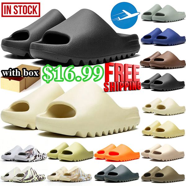 free shipping with box designer mens womens slides slippers sandals desert sand Bone Resin Slate Grey Glow Green slide sandal shoes summer - Shoes & Accessories - rolexwatchok