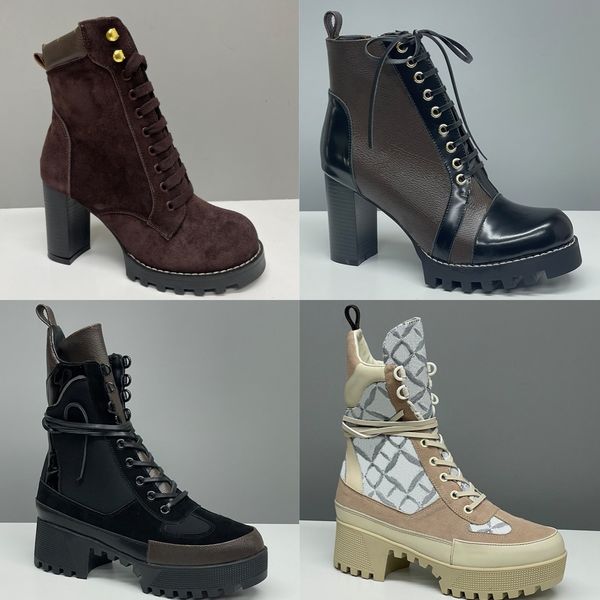 Designer Women Ankle Boot Luxury Martin Desert Boots High Heel Boots Suede Calf Leather Winter Boots Camel Over Knee Boot Woman Classic Vintage Print High Quality 013 - Shoes & Accessories - rolexwatchok
