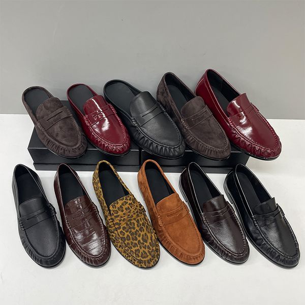 Top Quality Ruched Penny Loafers Le Loafers Backless Mules Designer Men Women Creased Real Leather Suede Slip On Flat Dress Shoe Classic Daily Street Shoe Size EU35-47 - Fashion Collection - rolexwatchok