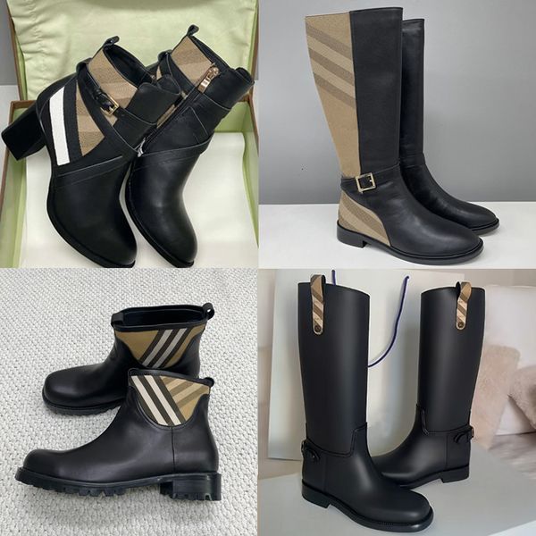designer boots check leather ankle boots women martin boots over the knee high boots low heel real leather warm booties snow shoes winter boots high heel boots 633 - Shoes & Accessories - rolexwatchok