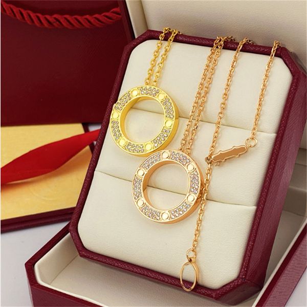 Luxury Designer Necklace Diamond Screw Love Necklaces For Men Cool Aesthetic Double Hoop Cjeweler Chains Woman Pendant Necklaces Ladies jewlery designer for women - Jewelry - rolexwatchok