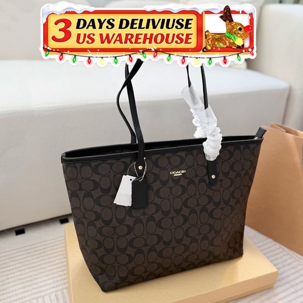 Black Friday Specials tote bag Designer Bag Shoulder Bag Handbag City Classic Brown and Black Bag Classic coated monogram canvas Smooth leather trim Bag Commuter Bag - Bags, Luggage & Accessories - rolexwatchok