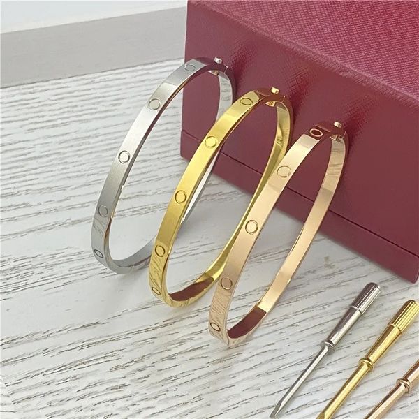 4mm 6mm love Bangles ring Titanium Steel Bracelet with ZC Stone Screwdriver C Bracelets for Women Men Lover with Gift Box DUST BAG S12103 - Fashion Accessories - rolexwatchok