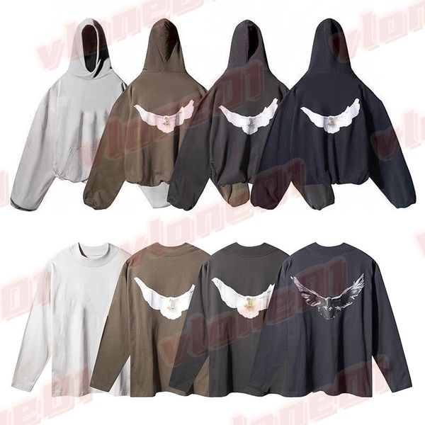Mens Hoodies Man Women Designer White Dove Pattern Print Long Sleeve Hoodie Designers Womens Street Style Hip Hop Sweatshirt Size S-XL - Apparel - rolexwatchok