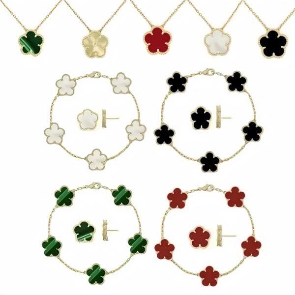 Luxury 4 Four Clover Necklace Luxury Designer Jewelry Set Pendant Necklaces Bracelet Stud Earring Women Christm Valentine's Day Birthday Gift Gold Flower Necklace - Jewelry - rolexwatchok