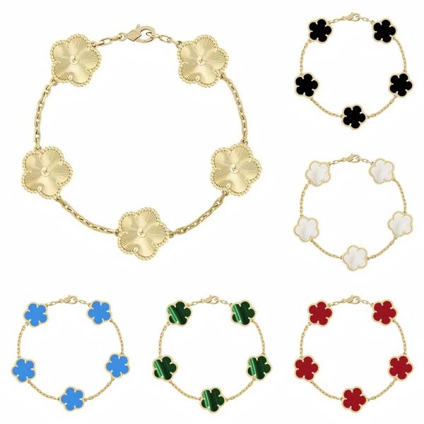 have 5 flower bracelet designer jewelry women bangle classic wedding gift white mother-of-pearl diamond bracelet fashion charm 18K gold plated 4 leaf clover bracelet - Jewelry - rolexwatchok