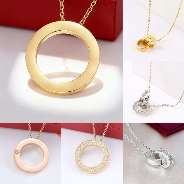 love necklace luxury jewelry designer necklace for woman circle pendant necklace with diamond 45cm screw necklace cross stone stainless steel necklace womens gift - Jewelry - rolexwatchok