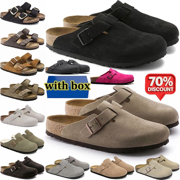free shipping with box designer slippers men women clogs suede leather mules mens stylish slides outdoor comfortable sandals black brown sand grey shoes - Shoes & Accessories - rolexwatchok